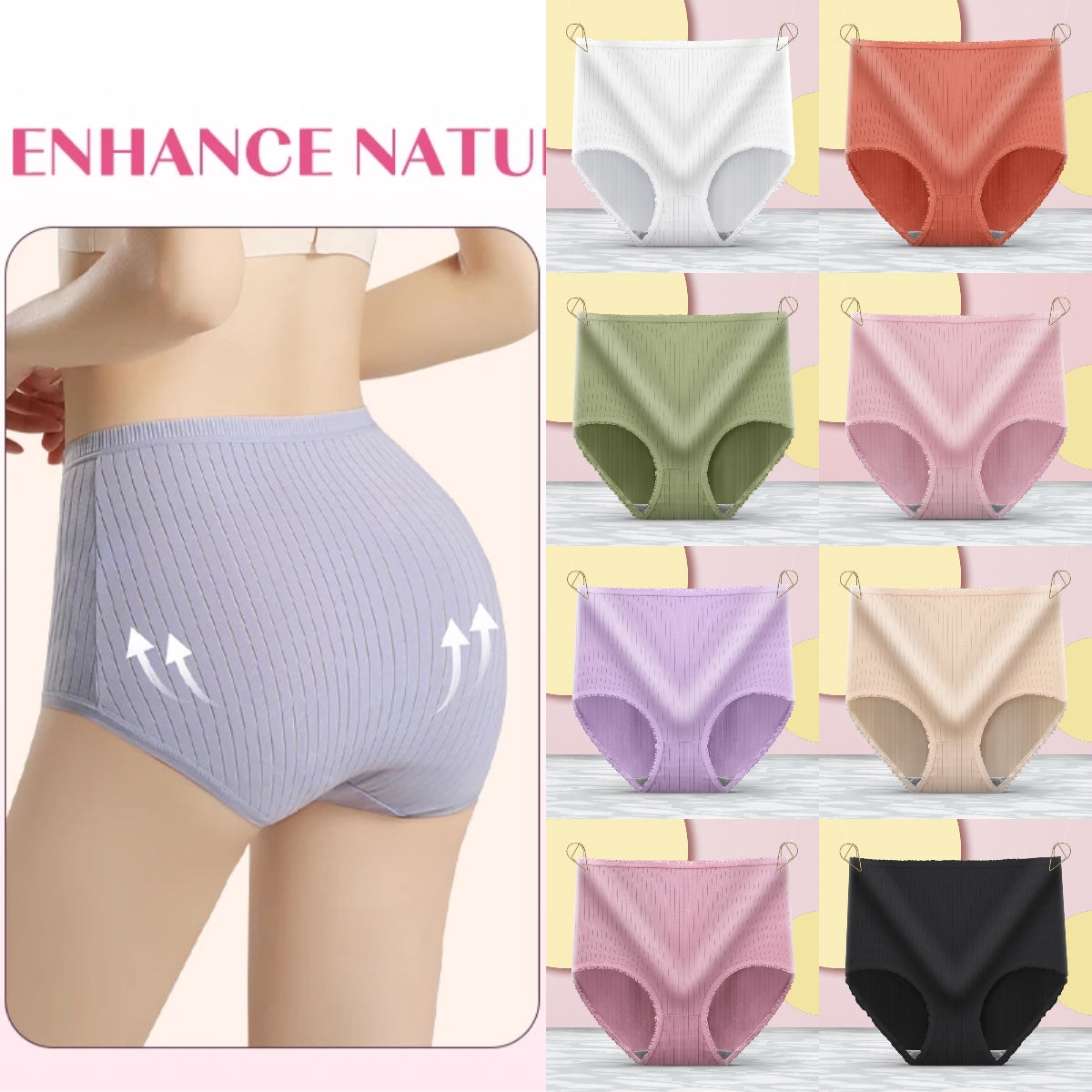 🔥【8/16 piezas 】🔥Oferta del último día 49% de descuento🔥Bragas de cintura alta antibacterianas absorbentes de humedad para mujer_3833635