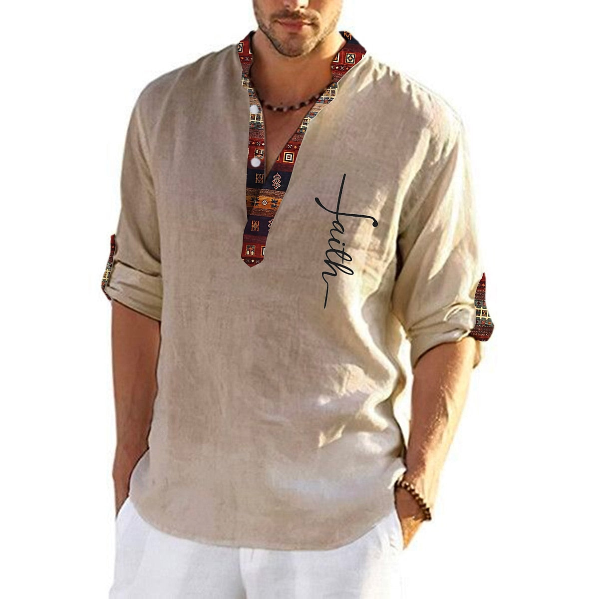 T-shirt pentru bărbați, de marime mare, din bumbac, cămăși cu decolteu în V_4046146