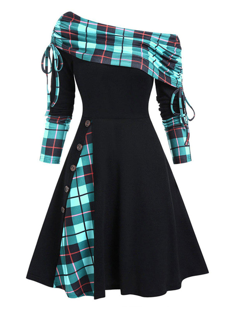 【40-100 KG】Vestido de un hombro de manga larga de otoño e invierno, cálido y moderno-3855775