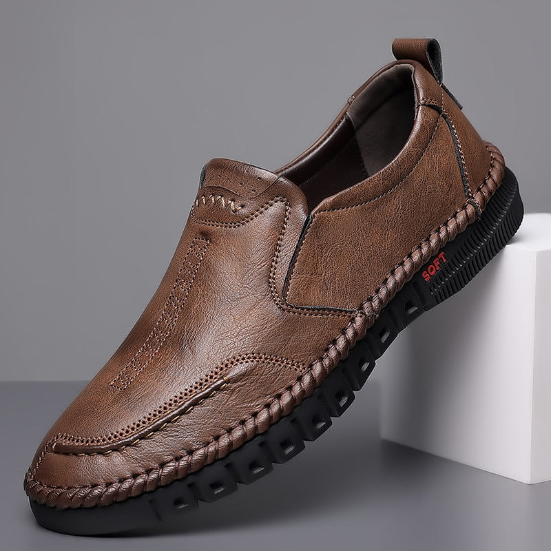 👞【39-44】2025 Męskie buty sportowe na co dzień, wykonane z prawdziwej skóry, z miękką podeszwą, antypoślizgowe, oddychające