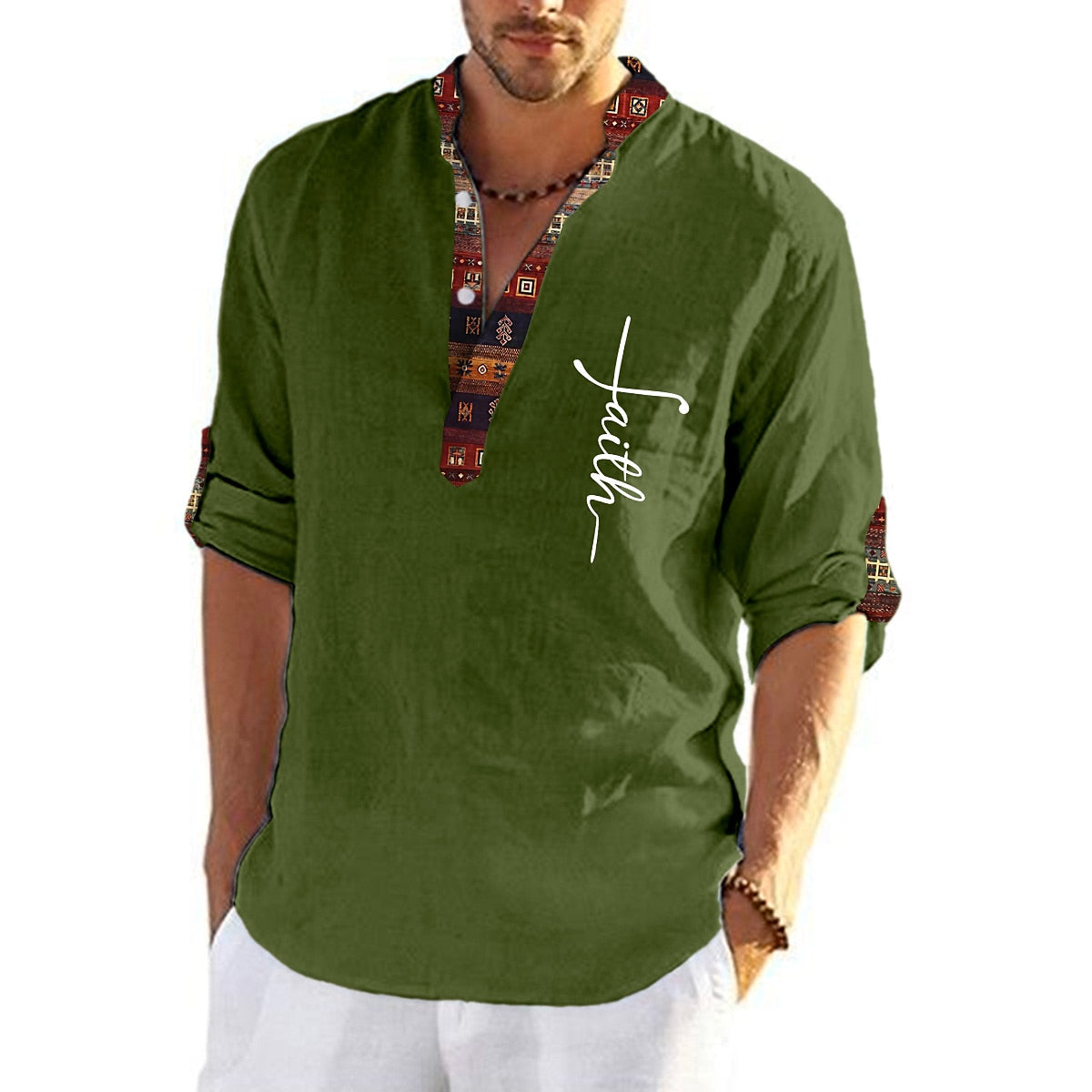 T-shirt pentru bărbați, de marime mare, din bumbac, cămăși cu decolteu în V_4046146