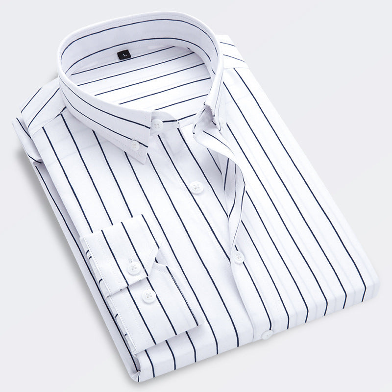 🔥【M-5XL】 Camisa a rayas de manga larga informal de negocios para hombre_3991084