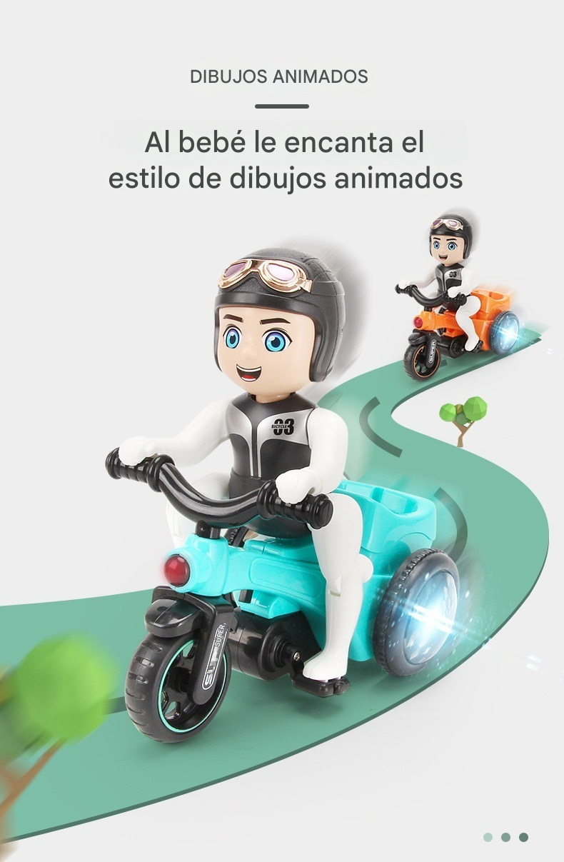 ✨【Pago contra reembolso】🌈Triciclo acrobático de bicicleta de juguete con rotación automática de 360 grados con luces de baile 4D_3856579