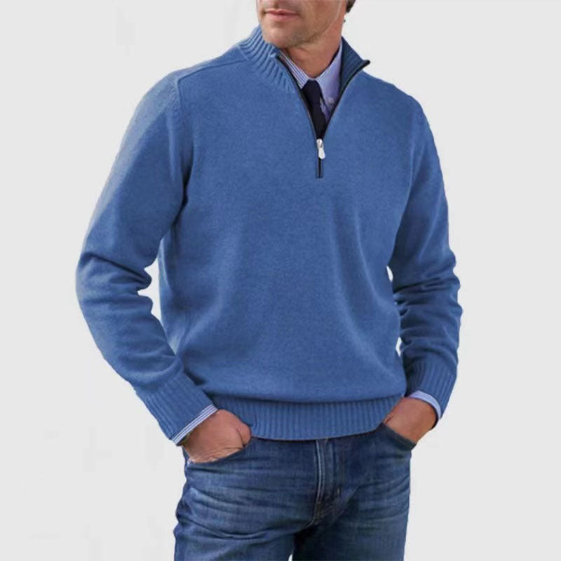 🧥✨ Suéter de punto con cremallera para hombre de talla grande, diseño simple y combinable.