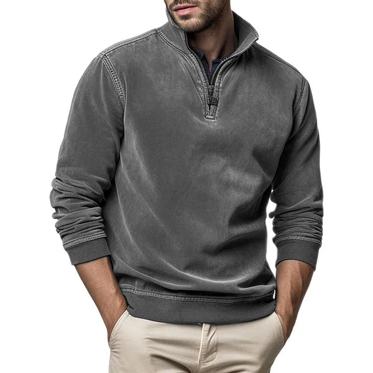 2024 nueva sudadera retro con media cremallera para hombre, versátil para negocios_3853394