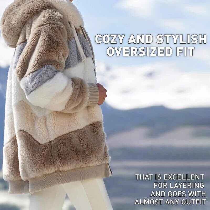 【30%OFF】☃️❄️【S-5XL】2024 Nueva chaqueta de lana de felpa, rayas en contraste_3831026