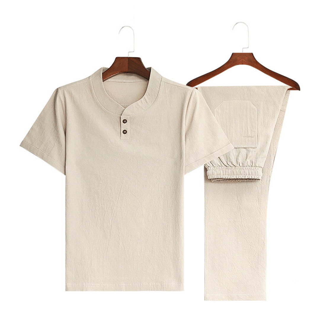 【M-5XL】【Topy + Spodnie】Nowy modny, swobodny męski dwuczęściowy garnitur✅Luźny✅Wygodny✅Oddychający_4066287