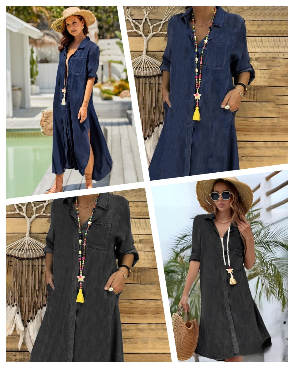 Noua rochie de dama marime plus vara 2025 din denim_4038935