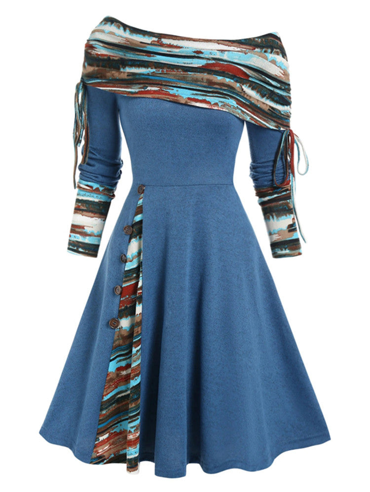 【40-100 KG】Vestido de un hombro de manga larga de otoño e invierno, cálido y moderno-3855775