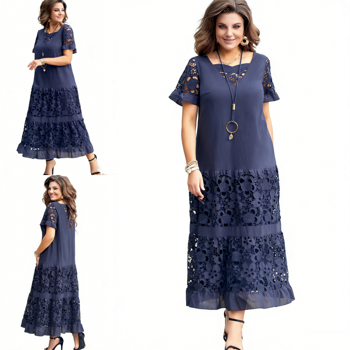 【S-5XL】2026 Nuevo vestido elegante de encaje hueco de moda, casual y versátil.