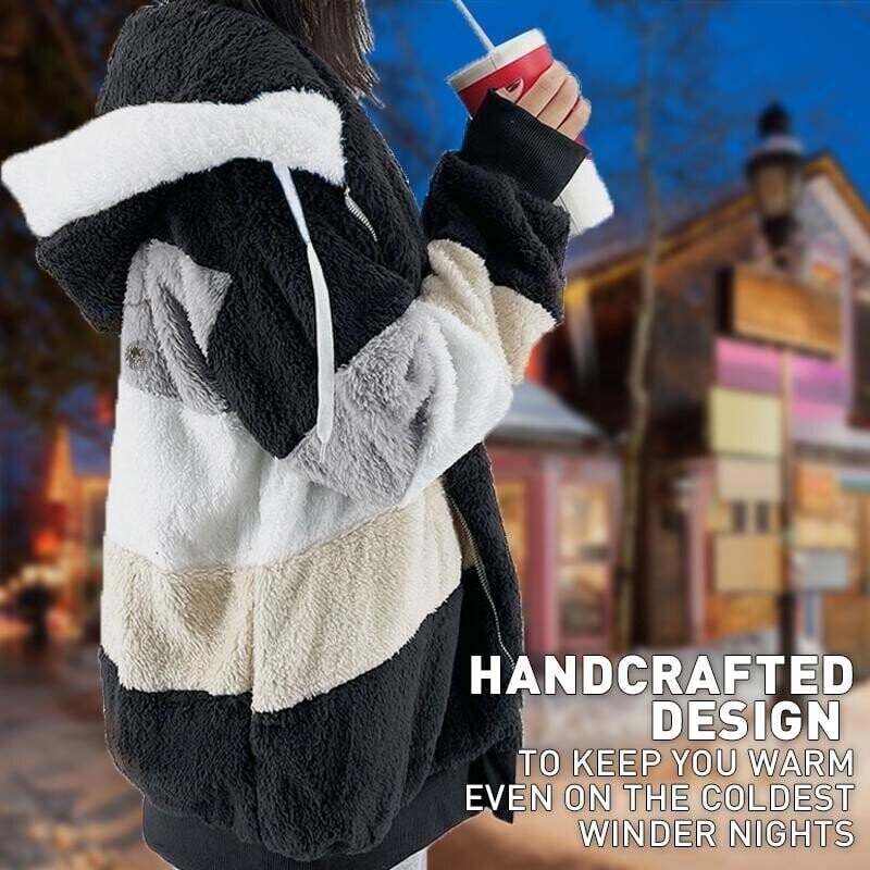 【30%OFF】☃️❄️【S-5XL】2024 Nueva chaqueta de lana de felpa, rayas en contraste_3831026