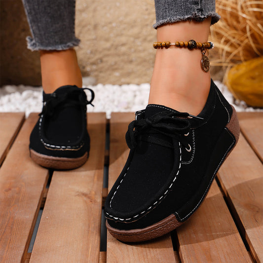🔥🌟【50% de descuento】【36-43】Zapatos de mujer con suela gruesa y punta redonda – Calzado moderno y cómodo con soporte para los pies, que absorbe los impactos y ayuda a mantener una postura correcta.