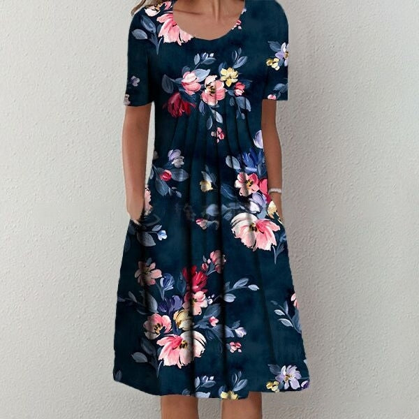 🌺👗【S-5XL】Moderna haljina s printom i okruglim izrezom
