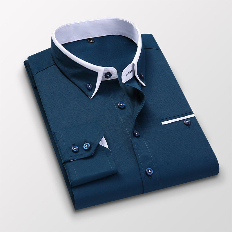 👔【Compre 1 y obtenga 1 gratis】 Camisa de negocios de manga larga para hombre de alta calidad, cómoda y elástica_3991078