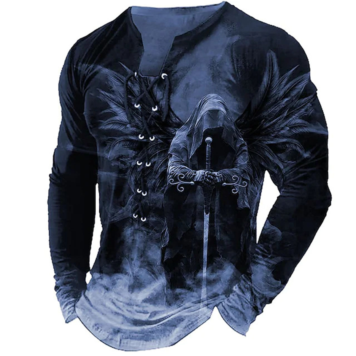 🦁🦁Męski, swobodny T-shirt z długim rękawem i nadrukiem 3D-3995258