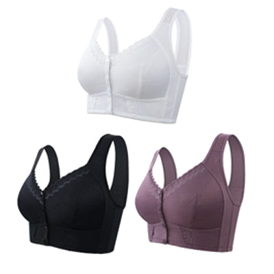 【45kg-155kg】(3 buc)Sutien supradimensionat, respirabil, din bumbac moale, cu nasturi frontali_4053578