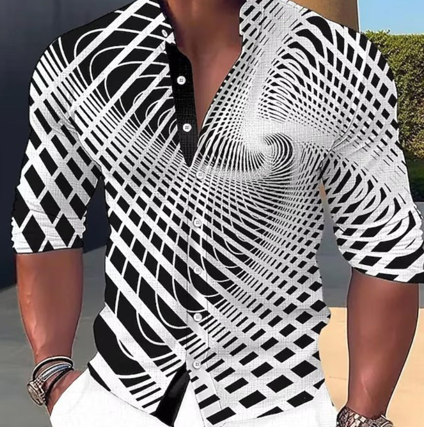 【50% RABAT! 】Męska koszula 3D z nadrukiem – stylowa, kolorowa, przyciąga wzrok!