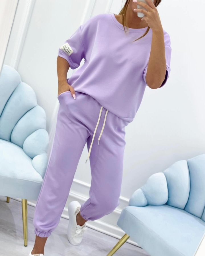 ⏰ Conjunto casual de top y pantalones lisos para mujer (S-5XL)