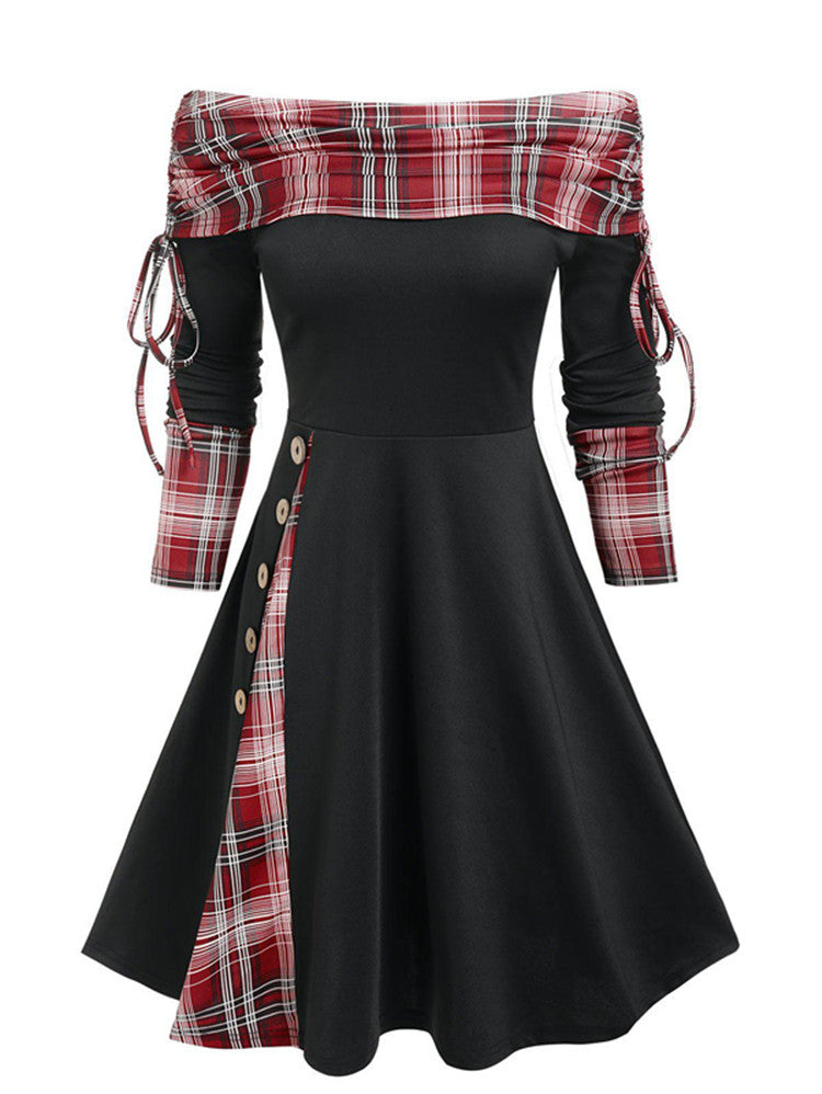 【40-100 KG】Vestido de un hombro de manga larga de otoño e invierno, cálido y moderno-3855775