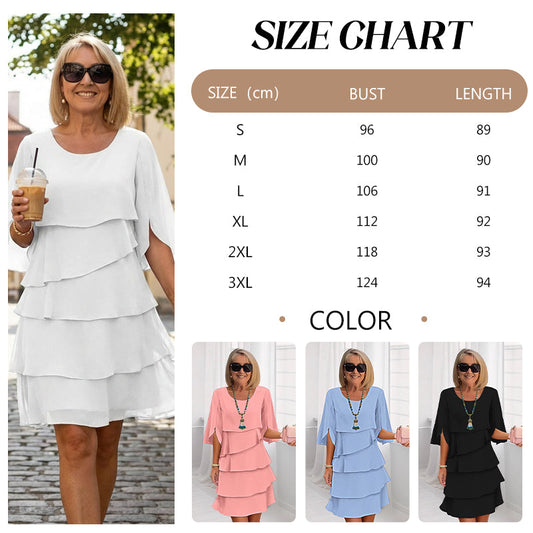 【S-3XL】Elegante vestido de capas para mujer con puños con volantes