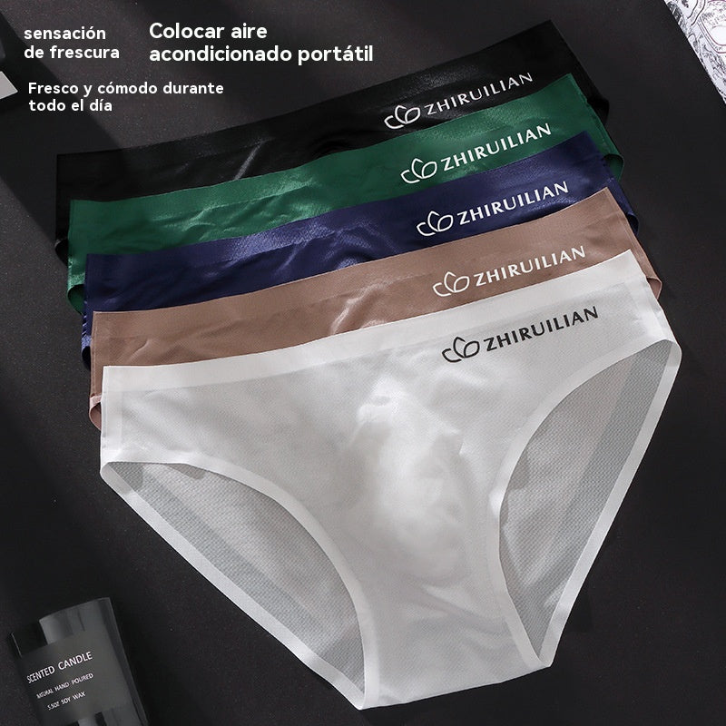 【Oferta por tiempo limitado】Calzoncillos de seda de hielo transpirables para hombre, cintura baja (45-100 kg)