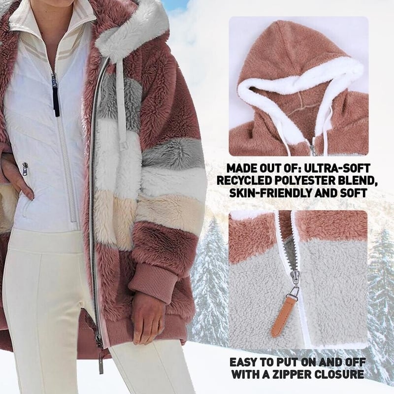 【30%OFF】☃️❄️【S-5XL】2024 Nueva chaqueta de lana de felpa, rayas en contraste_3831026