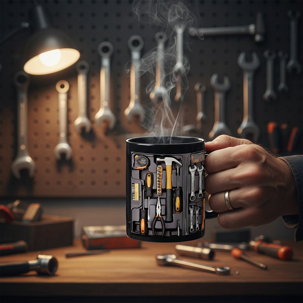 🔥☕Šalica u obliku kompleta alata za mehaničare