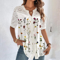 🎁【Cumpărați 1 obțineți 1 gratuit】【S-5XL】Tricou cu mânecă scurtă imprimat și decupaj
