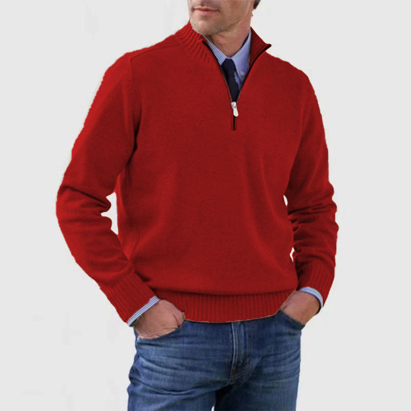 🧥✨ Suéter de punto con cremallera para hombre de talla grande, diseño simple y combinable.