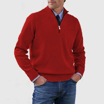 🧥✨ Suéter de punto con cremallera para hombre de talla grande, diseño simple y combinable.