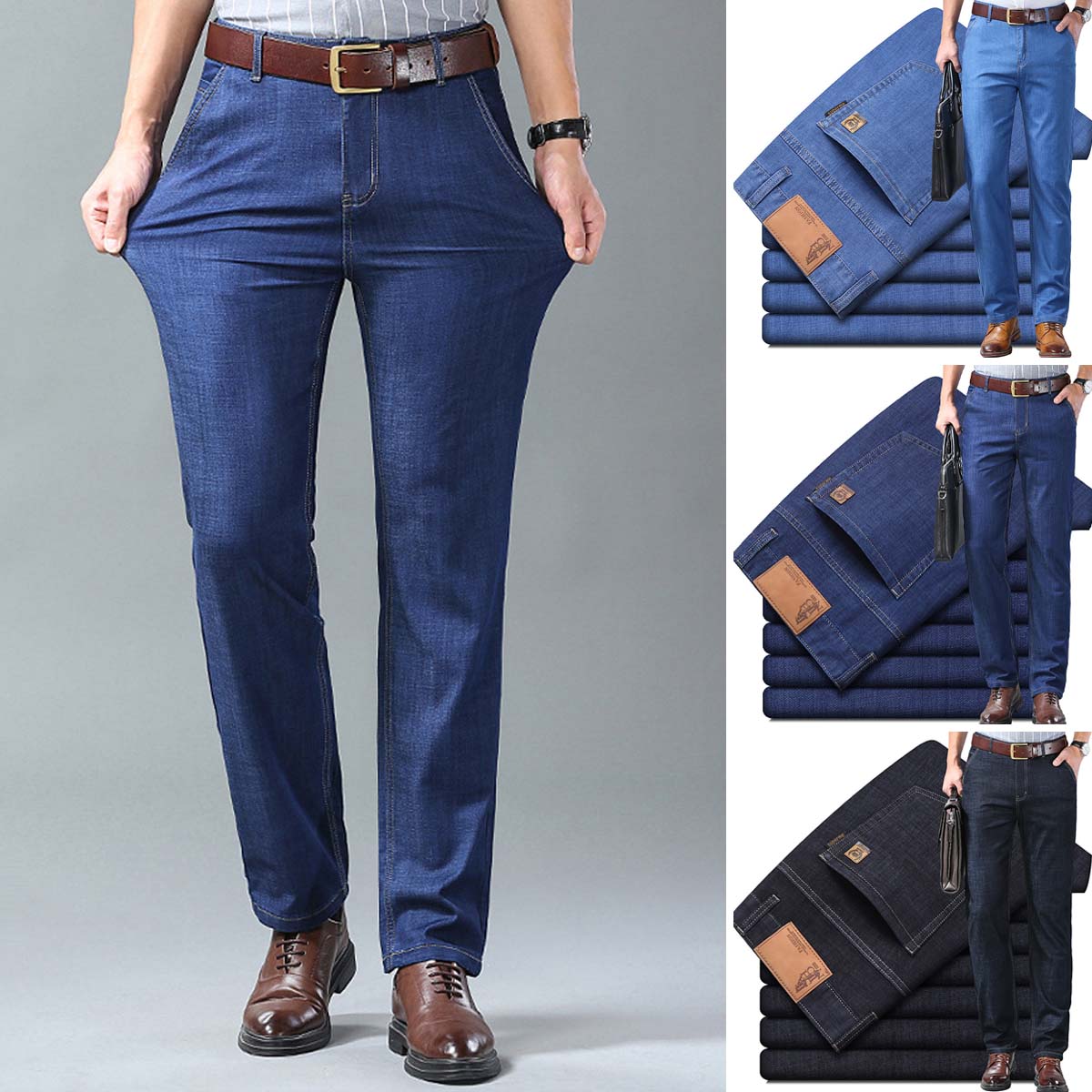 【60-110KG】Jeans de hombre, sencillos, casuales, versátiles, tallas grandes