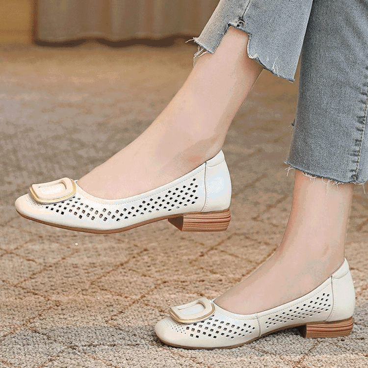 Zapatos planos de cuero con suela suave para mujer 2026