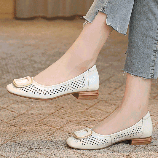 Zapatos planos de cuero con suela suave para mujer 2026