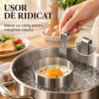 🍳 Set 3 Forme din Oțel Inoxidabil Al alimentar pentru Ouă Fierte – Micul Dejun Perfect și Amuzant! Fără Lipire, Mânere Anti-Opărire (Inimă, Florcică, Cerd)