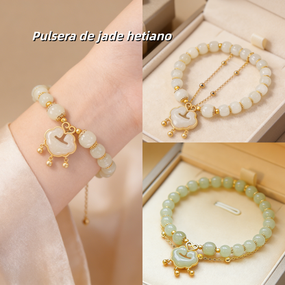 Nueva pulsera de jade hetiano en oro de 14 quilates