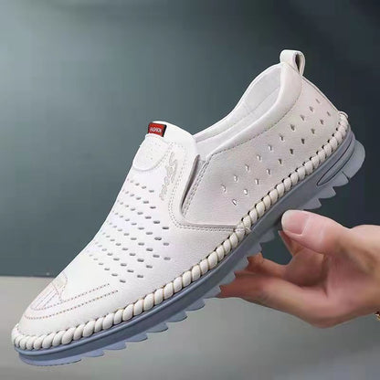 【Tallas 38-44】2026 Zapatos casuales transpirables con agujeros, cuero genuino hecho a mano, suela suave, antideslizantes