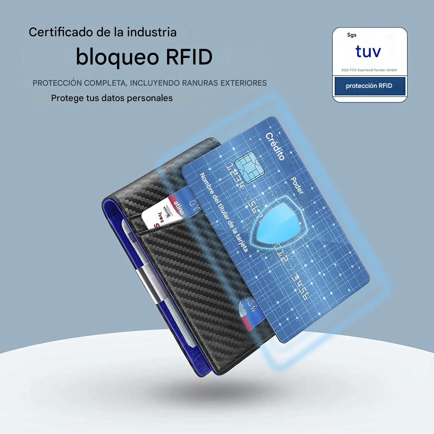 【Descuento por tiempo limitado】Imprescindible para hombres，Cartera minimalista para hombre con función de protección RFID