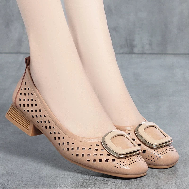 Zapatos planos de cuero con suela suave para mujer 2026