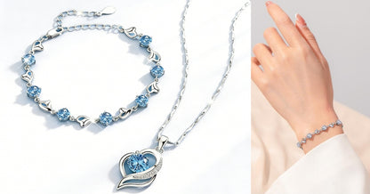 Set pulsera de plata 925 + collar Corazón del Océano