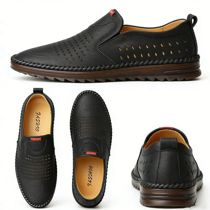 【Tallas 38-44】2026 Zapatos casuales transpirables con agujeros, cuero genuino hecho a mano, suela suave, antideslizantes