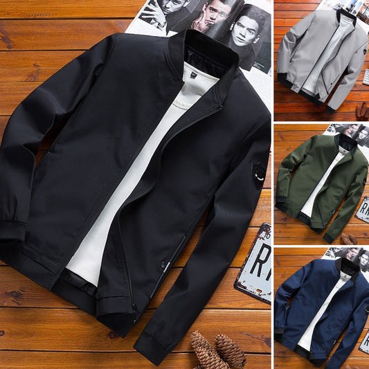 🔥🔥【Compre 1 y obtenga 1 gratis】 Chaqueta de otoño de color liso para hombre-3852642
