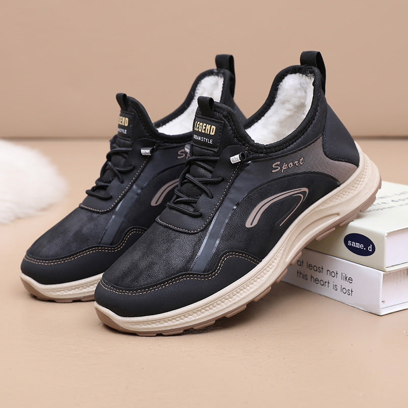 【38-44】  Zapatos deportivos casuales antideslizantes cálidos de lana para hombres-3856016