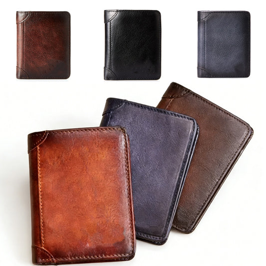 Nueva cartera antirrobo de cuero genuino para hombre