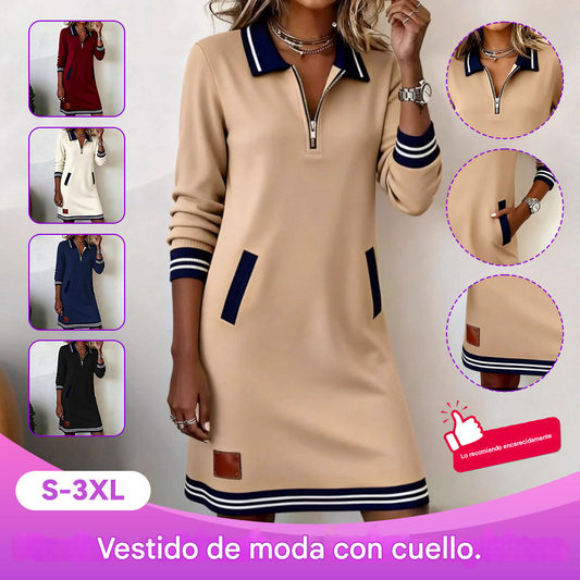 【40-100 kg】Nuevo conjunto casual de primavera, con cremallera, cuello, mangas largas y bolsillos con bloques de color.