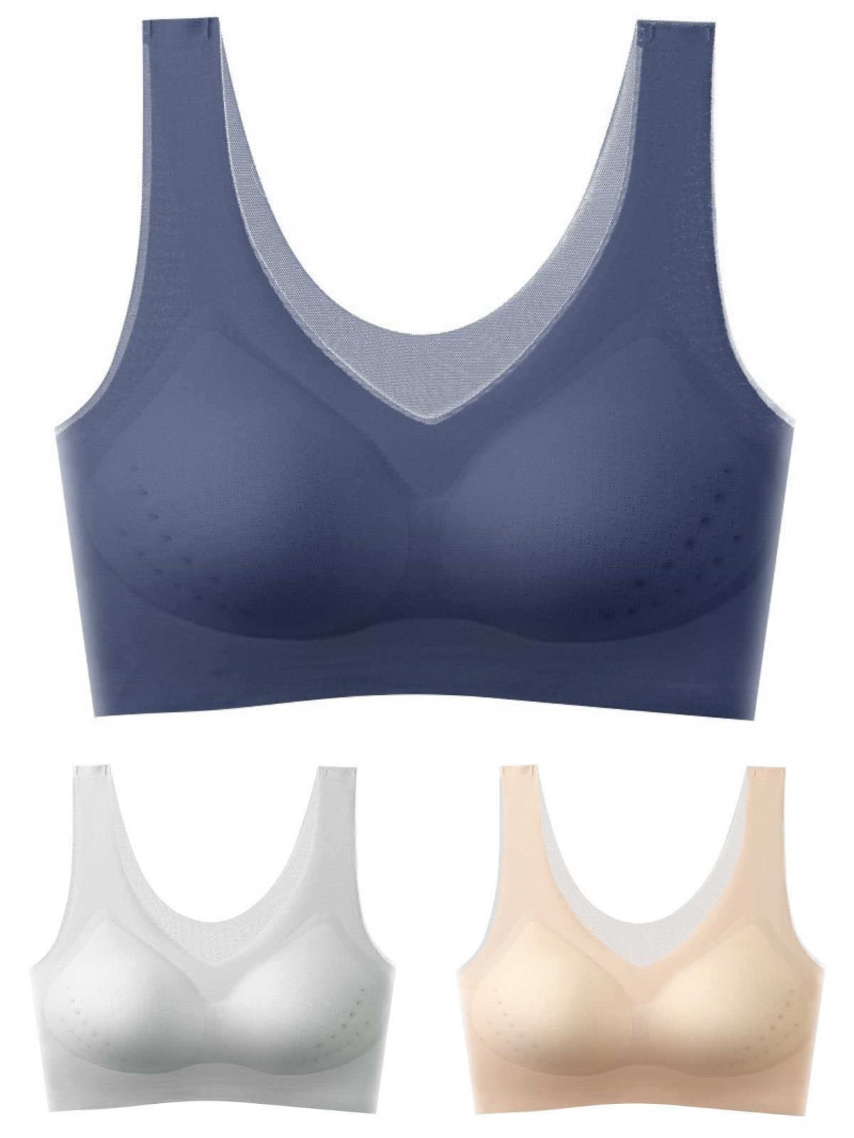 【Juego de 3 piezas】【40–120KG】Sujetador push-up de seda helada 2026 – sin costuras, ligero y transpirable ❄️💃【Comodidad diaria máxima】
