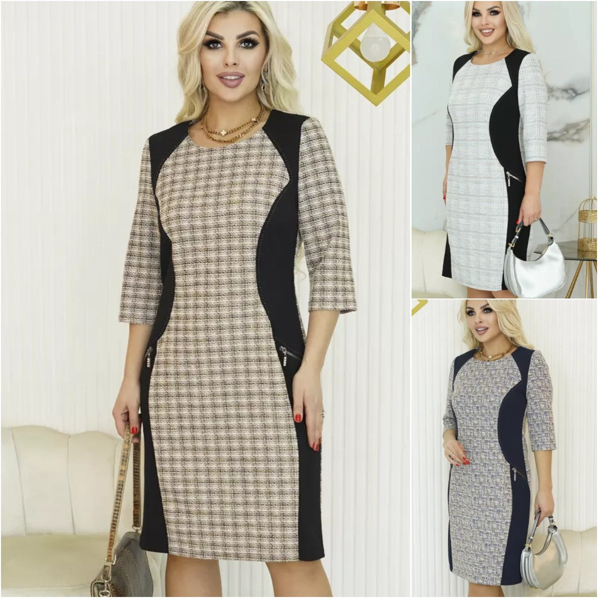 🌞🔥【S-5XL】Vestido cálido estilo Chanel de otoño e invierno.-3855066