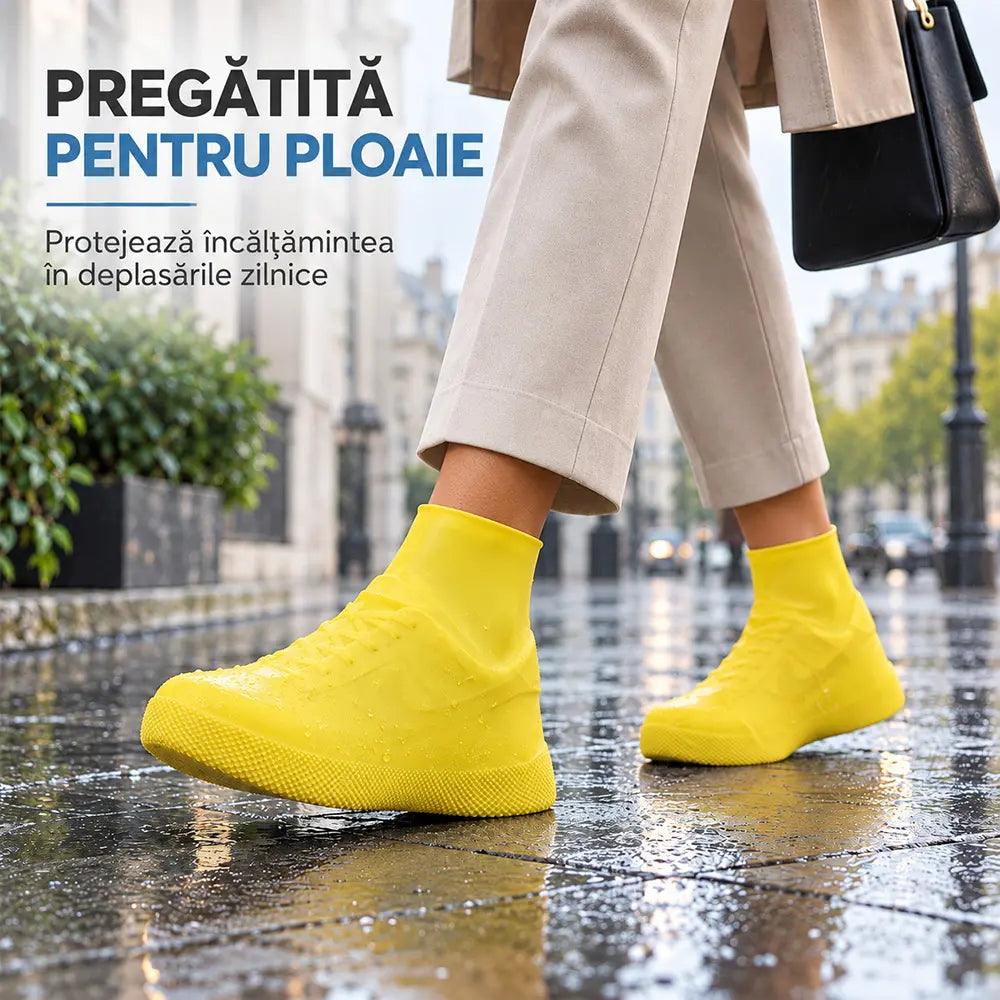 🌧️ Huse Impermeabile și Antiderapante din Latex (1+1 GRATIS) - Protejează Încălțămintea, Reutilizabile și Pliabile!