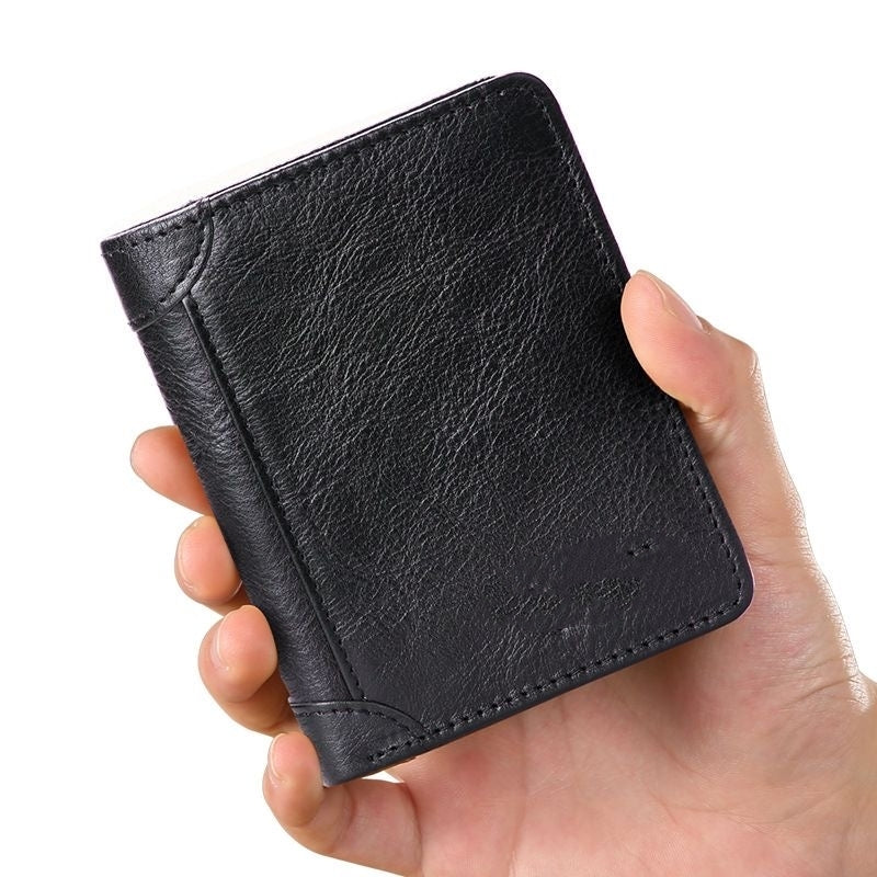 Nueva cartera antirrobo de cuero genuino para hombre