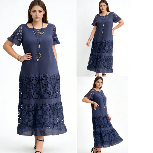 【S-5XL】2026 Nuevo vestido elegante de encaje hueco de moda, casual y versátil