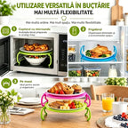🍽️【Cumpără unul, primești unul gratis!】✨ Suport stivuibil pentru gătit la aburi în cuptorul cu microunde – Tava cu două straturi cu funcție de izolare termică, multifuncțională și care economisește spațiu 🥘